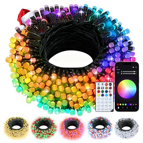 echosari Christmas Lights 33Ft RGB Color Changing IC, 100 LED Smart String Light with App Control...