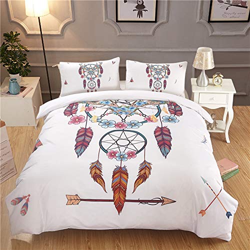 CUILID Home Textile 3D Digital Print Home Textile Student Dormitory Family Panda Wind Bell was Set Pillow case Three-Piece Set of National Wind Blow Money 175 x 218 Two-Piece Set Antler Wind Bell