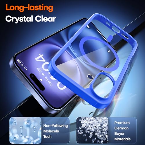 Image of TAURI for iPhone 16 Plus Case, Compatible with MagSafe, Blue | with Screen Protector, Not-Yellowing Military-Grade Protection, Shockproof Slim Magnetic Case for iPhone 16 Plus