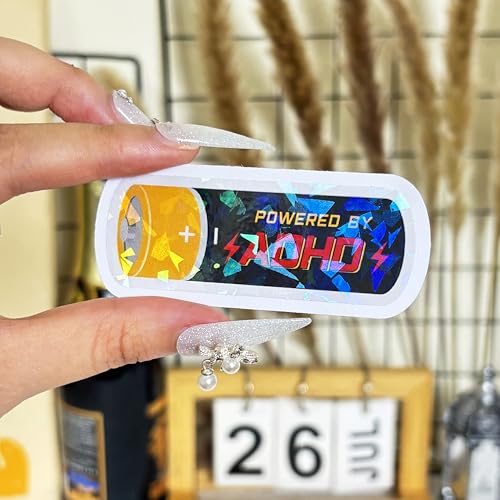 Image of 3 Pcs ADHD Battery Sticker, ADHD Stickers Funny, Stickers for Adults Dark Humor, ADHD Awareness Sticker- Vinyl Stickers for Water Bottles Laptop Car Hart Hat Helmet 3 Inches (Hologram, 3 inch)