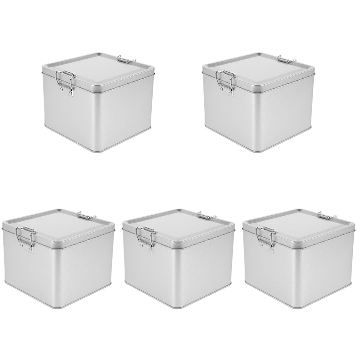 PRETYZOOM 5 Pièces Boîte à biscuits en fer Récipient à bonbons boîtes de friandises Conteneur de cookies boîte à monnaie récipients en étain pots à thé pour thé en vrac bidons Silver