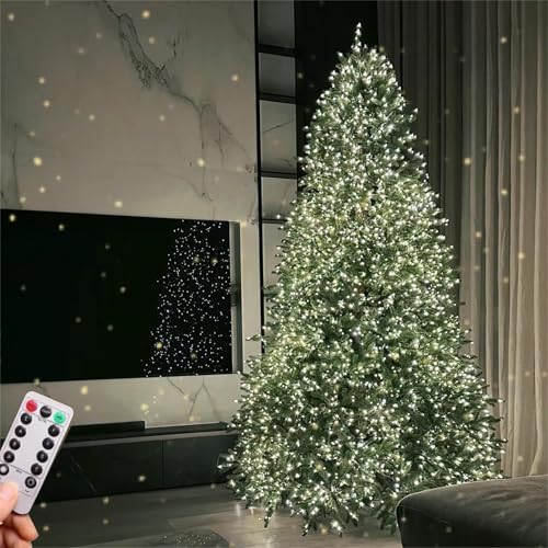 Alberi di Natale Artificiale con Telecomando, Albero di Natale Incernierato di Alta Qualità con Luce, Albero Decorativo per le Feste per L'ufficio Domestico(210cm/7ft)