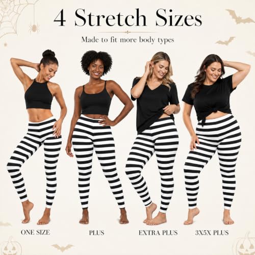 Image of QZUnique Leggings for Women, Halloween Full-Length Printed Legging Footless Elastic Yoga Pants, Regular and Plus Size