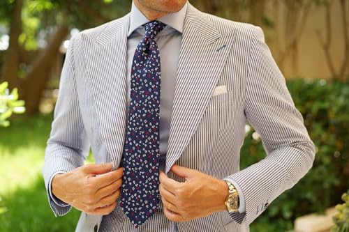 Image of OTAA Floral Necktie Casual Ties for Men - Perfect Neck Tie for Groomsmen Wedding Ties or Formal Occasions