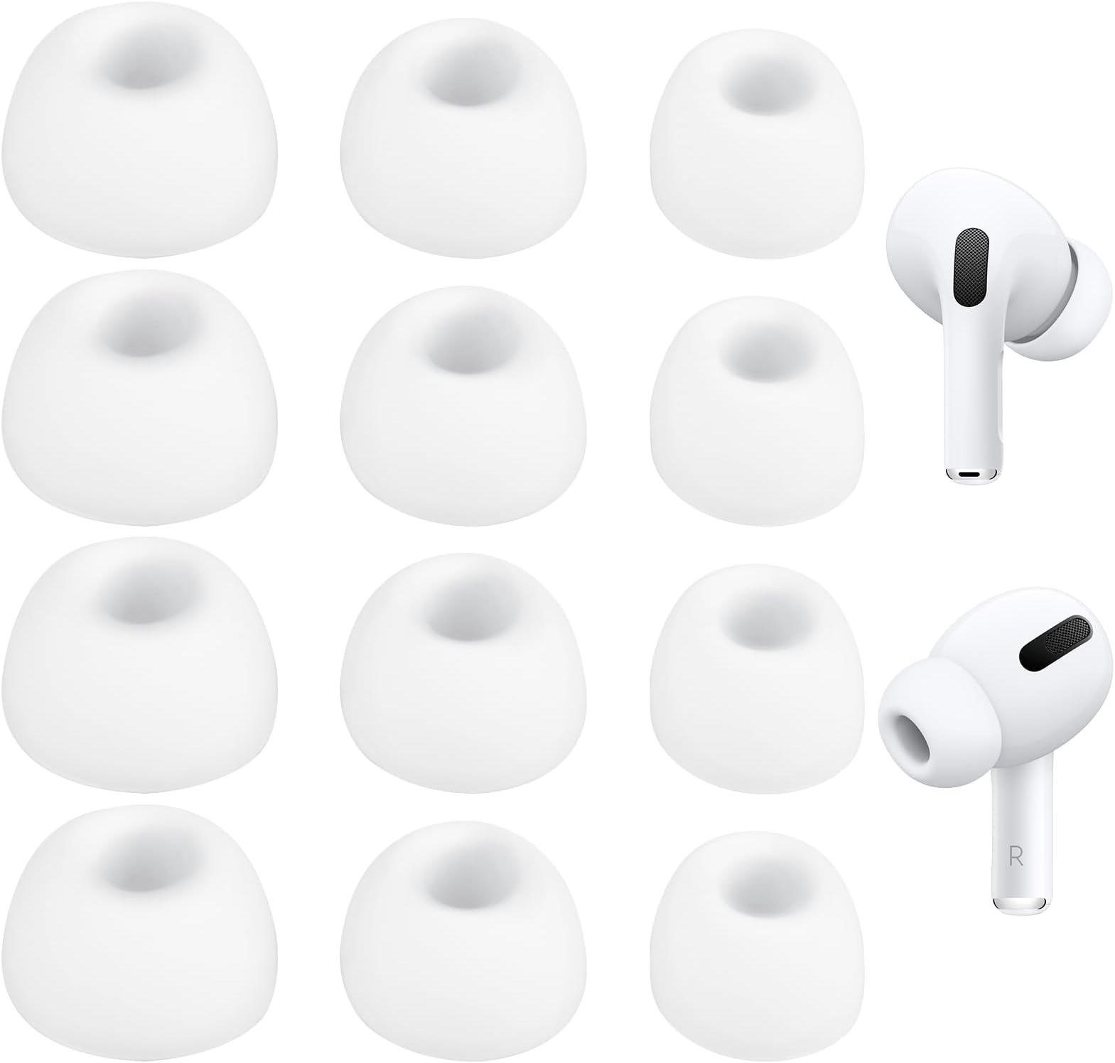 FoweceltEarbuds Replacement Ear Tips - 6 Pairs Silicone Replacement Earbuds for Airpods Pro and Airpods Pro 2nd Generation with Noise Reduction Hole and Fit in The Charging Case (S/M/L)
