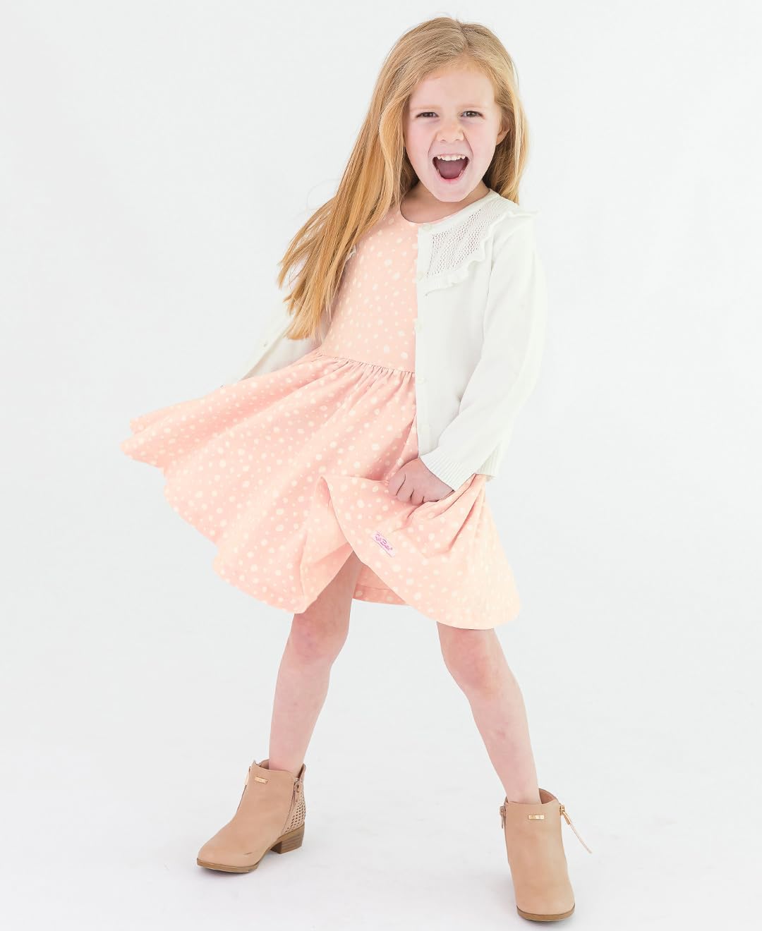 RuffleButts Off-White Sweater Knit Ruffle Trim Cardigan - 2T