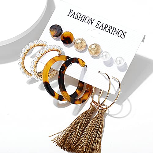 Image of Shining Diva Fashion Stylish Combo Design 6 Pairs Metal Earrings for Women and Girls (F12787er)