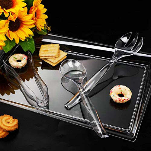 image for WELLIFE 24 Pack Plastic Serving Tray with Disposable Utensils, 6 Asymm