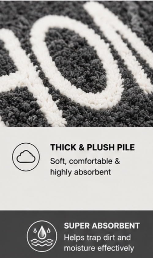 Image of Set of 2 Micro Anti Skid Bath Mat for Home Kitchen, Office, Water Absorbent Machine Washable and Quick Dry Luxury Mats for Bathroom, Kitchen, Entrance. (Grey Home)