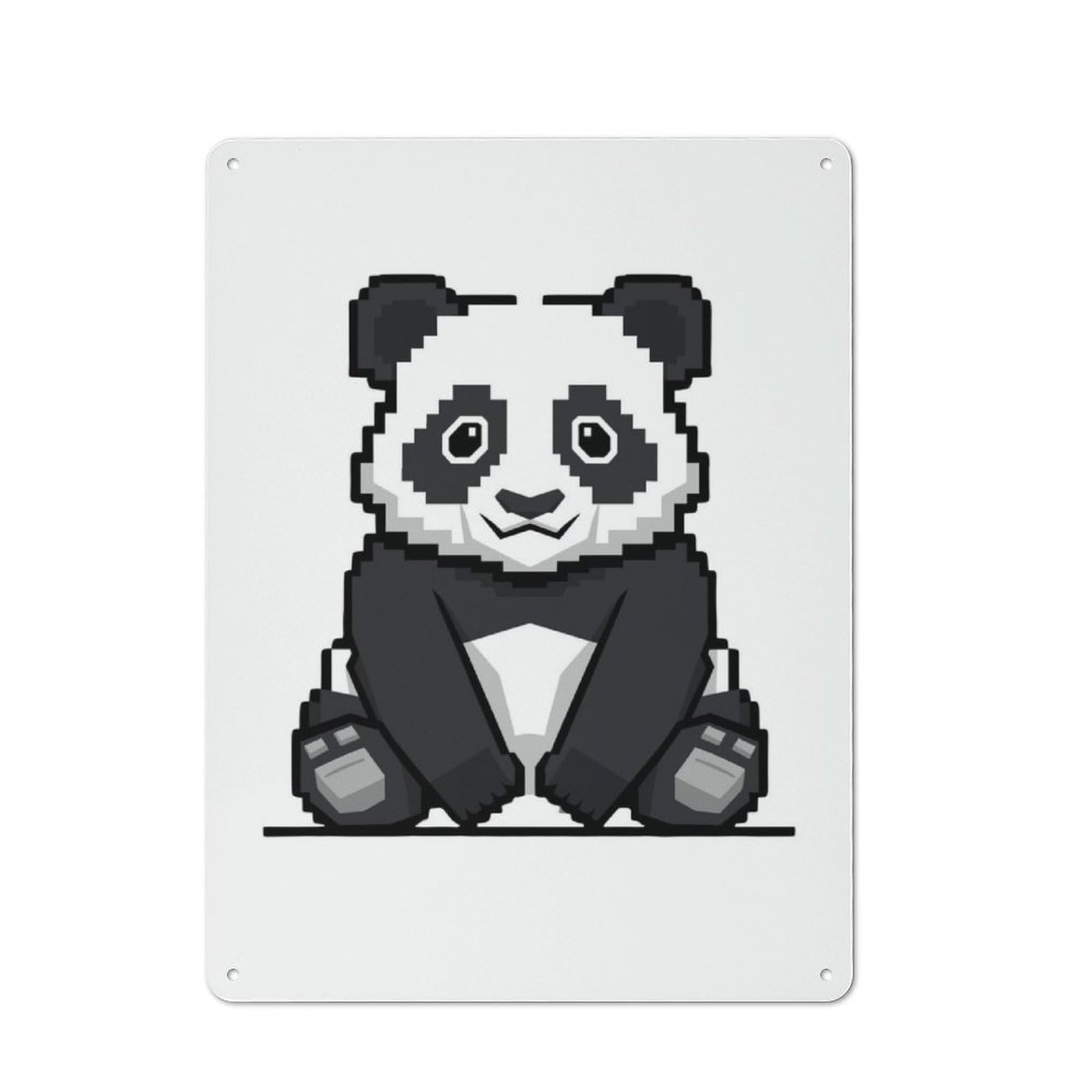 Junmoney Panda 8Bit Retro Metal Plaque 40X30cm For Lounge Or Reading Corner, Winter Wall Decor For Reading Corner Decorators