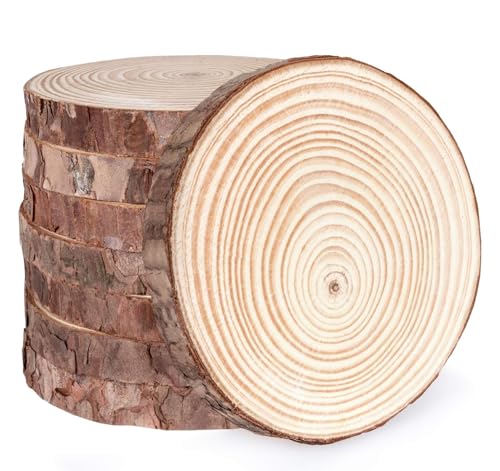 ilauke Holzscheiben 12 Stück, 13-14 cm Baumscheibe Holzplatte Rund, Kleine...