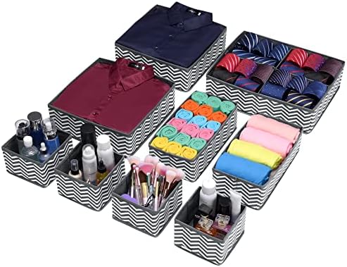 VICIDAY Drawer Organisers, 9pc Set Incl Unique XL Drawer Dividers | Wardrobe Clothes Organiser | Drawer Organisers Bedroom | Underwear Organiser | Sock Drawer Organiser Divider | Underwear Organiser