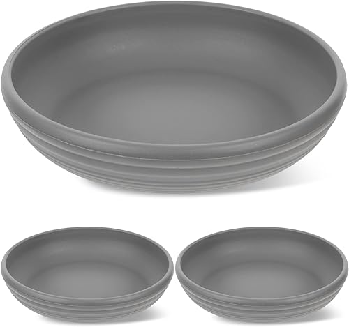 Happyyami Soporte redondo para plantas, 3 platillos de plantas, bandejas de plástico para plantas, platillo para macetas de flores, plato