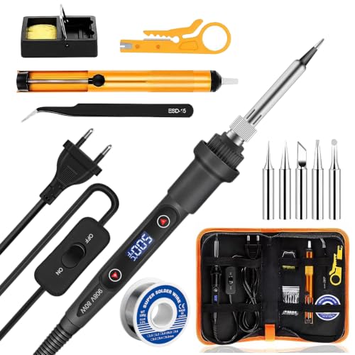 Soldador de estaño 80W Kit Soldador Profesional con Temperatura Ajustable 180-500°C,para Varios Usos y Reparaciones