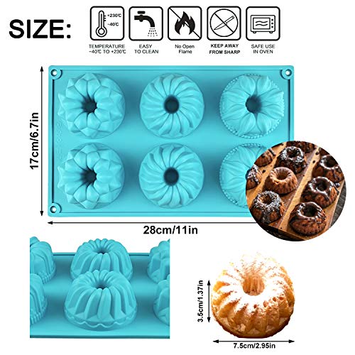Mity Rain Mini Cake Pan - Silicone Fluted Tube Cake Pans European Grade Non Stick Fancy Molds For Jello, Cupcake, Doughnut Donut, Cornbread, Brownie (Set Of 3) #TOP1