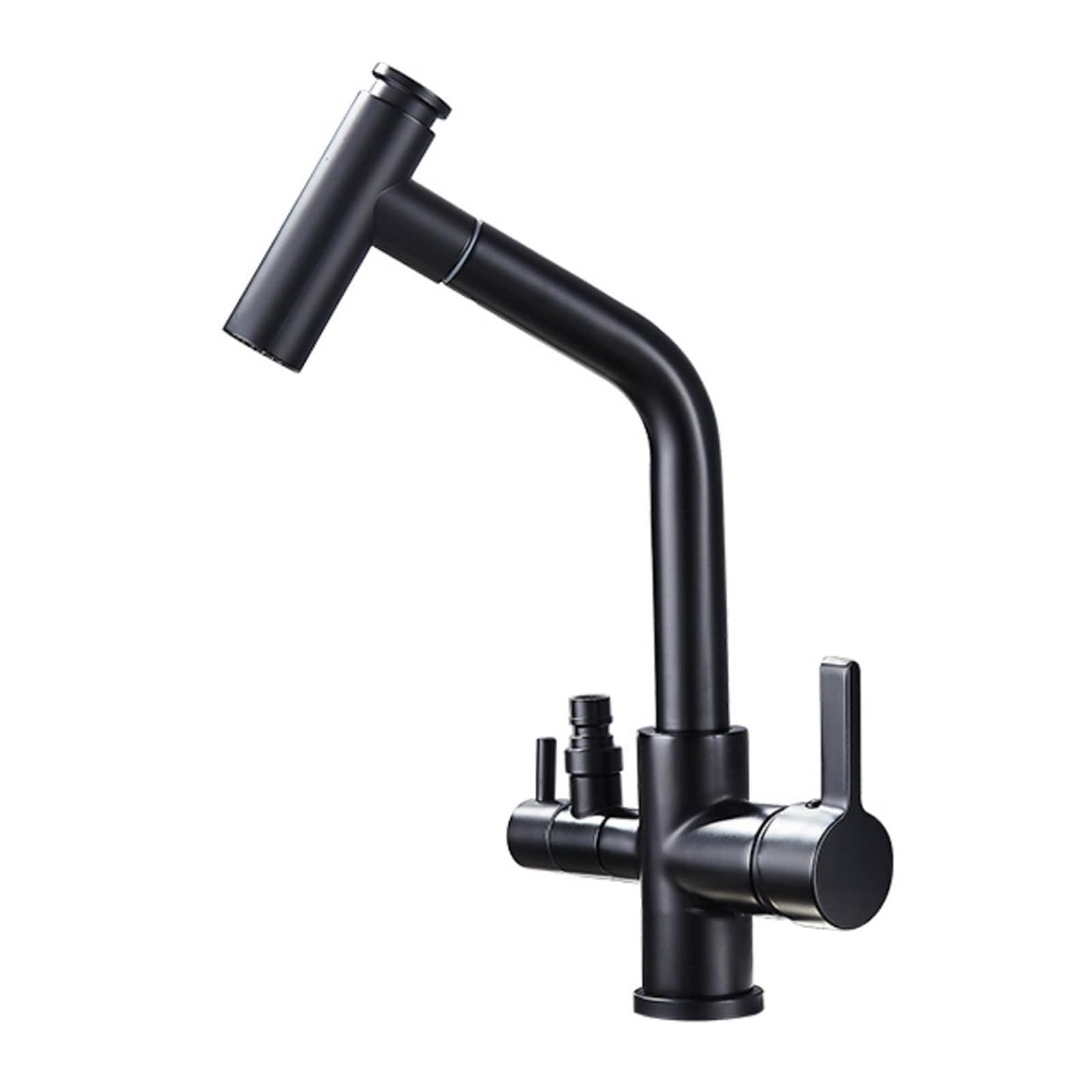 ZQFHSX Kitchen Faucet with Dishwasher Connection, Pull Out Down Sink Tap, Swivel Hot and Cold Water, Double Handle Brass-Chrome Plated