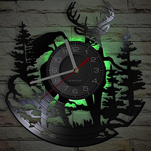 Timethink A8-GIT-0953L Cabin Deer Wall Clock With 7 Colors Changing, 12 Inch Deer Hunting Wall Clock Silent Non Ticking Forest Wildlife Mountain Lodge Elk Wall Clock Battery Operated Rustic Farmhouse Wall Clock thumb #7