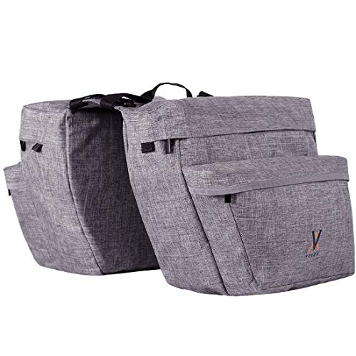 Vuudh Canvas Cycling Bike Pannier - 26L Bicycle Panniers with Reflective Trim, Bicycle Rear Seat Bags (Grey)