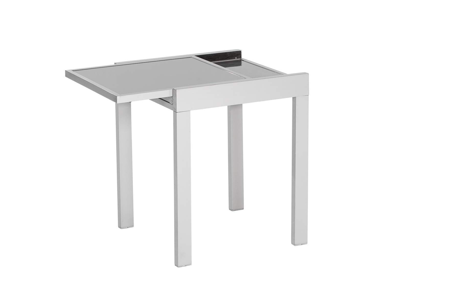MERXX Balkontisch aus Aluminium und Glas, ca. 65/130x65x75 cm, ausziehbar