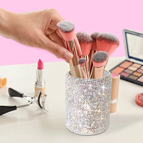Tishaa Multi-Purpose White Crystal Pen Pencil Makeup Brush Holder - Perfect Cup Holder Container Box Organizer For Home Desk Office Vanity #TOP5