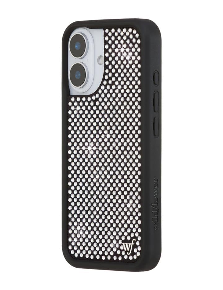 Image of Wildflower Cases - Compatible with iPhone 16 | Protective Black Bumper, 6.5ft Drop Test Certified, Women Owned Small Business | Trendy Sparkle New Cute Diamond | Rhinestone Collection - White