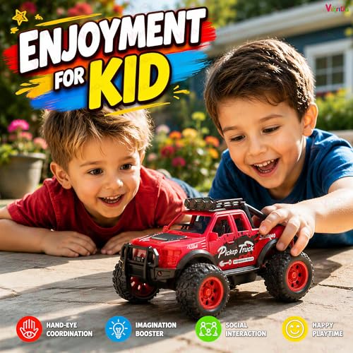 Image of VikriDA 4WD Friction Powered Monster Truck Toy for Kids | Push & Go Off-Road Stunt Car with 360 Action