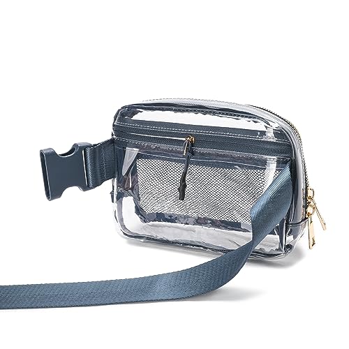 Image of Clear Belt Bag Stadium Approved for Women Men - Fanny Pack With Adjustable Strap, Crossbody Waist Bag for Concerts, Sports, Travelling, Hiking, Running (Blue)
