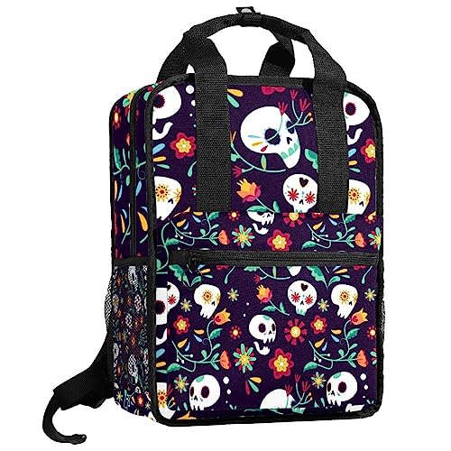 Sac à dos pour garçons motif têtes de mort multicolore ajustable