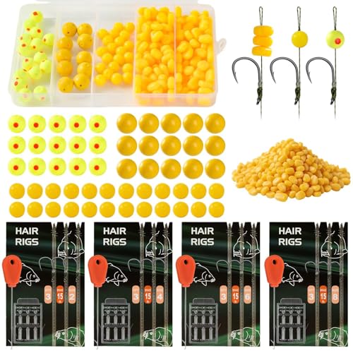 ECATIFIN 215PCS Carp Fishing Rig Kit Hair Rigs Carp Bait Fishing Equipment Accessories #2#4#6#8