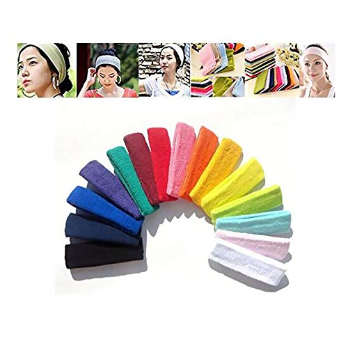 Bleiou 10pcs/lot 10 color Women Men Sports Headband Hair band Stretchy Sweatbands Yoga