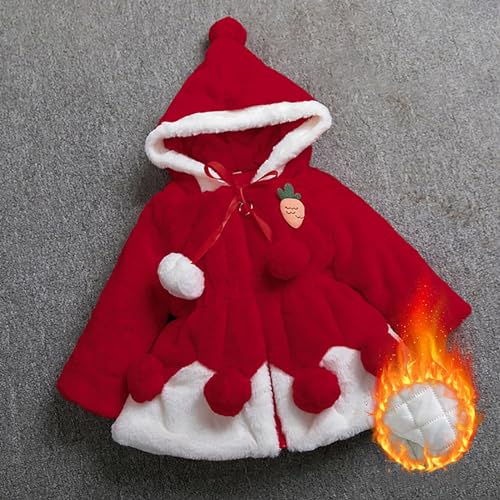Faux 𝗙𝘂r Hooded Jacket for Toddler Girls Christmas Fleece Zip Windproof Puffy Outerwear Warm Long Sleeve Coat2