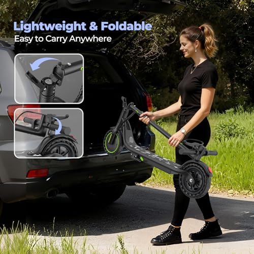 Foldable Electric Scooter for Adults, 350W/500W Motor, Up to 22 MPH, 8.5″/10″/14″ Tires, 15‑31 Miles Range, Dual Brakes E Scooter with Seat & Bag