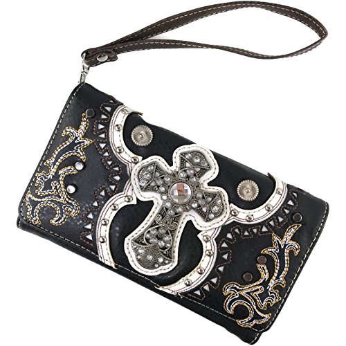 Justin West Concealed Carry Laser Cut Concho Cross Antique Embroidery Handbag2
