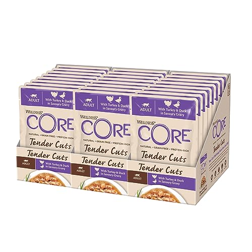 Wellness CORE Tender Cuts 24 x 85g, Indyk i Kaczka – Mokra Karma dla Kotów