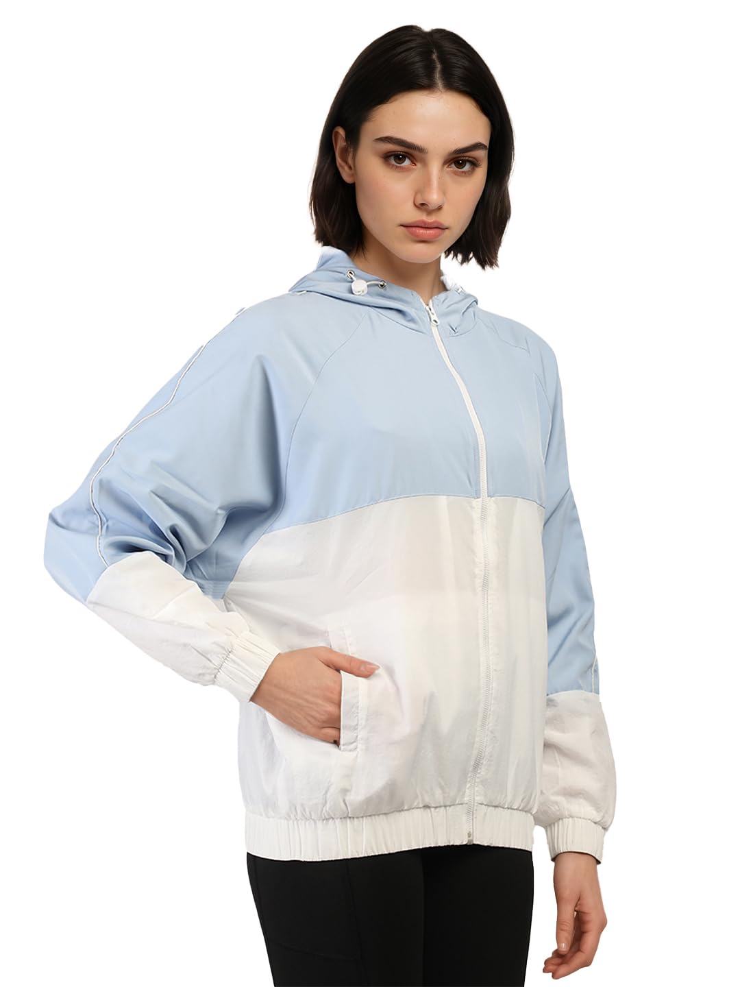 Womens Stylish Oversized Windcheater Hoodie Jacket with Zip Closure Lightweight Sportswear for Running Travel Hiking Outdoor and Rainy Season Wear