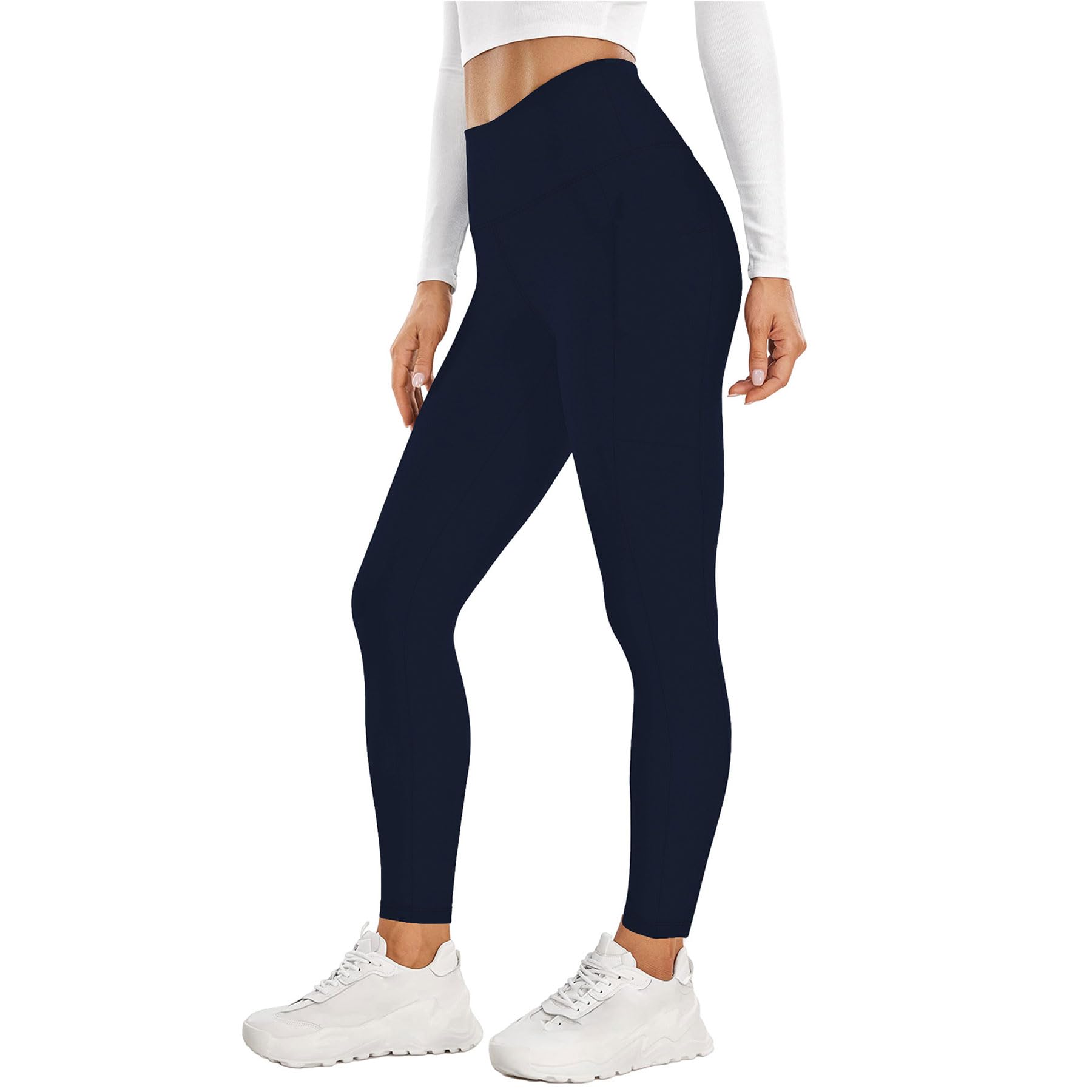 Fleece Lined Warmer Leggings for Women, Black Warm Thermal Leggings with Pockets, Winter Fleece Thermal Trousers, High Waist Yoga Pants, Thicken Winter Underwear for Workout (0~20℃)