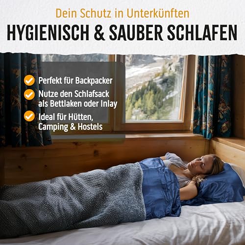 Backpacker's Journey Hüttenschlafsack (nur 155g), ultraleichter und platzsparender Reiseschlafsack aus Polyester. Ideal für Backpacking… – Ansicht 4