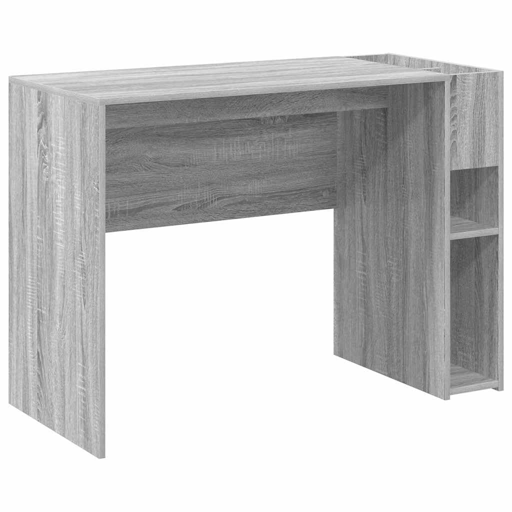 Nowoczesne biurko Sonoma szare 109 x 50 x 78 cm z materiału drewnopochodnego, prostokątne, do domowego biura i salonu, z dużą ilością miejsca do przechowywania materiałów biurowych i gadżetów