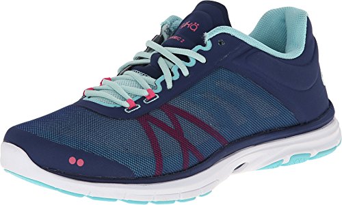 Ryka Women's Dynamic 2 Cross-Training Shoe, Jet Ink Blue/Mint Ice/Hot Pink/Aqua Sky, 5.5 M US