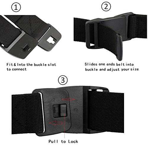 Sportmusies Elastic Belts for Men, Military Style Stretch Webbing Tactical Duty Belt (Black,Flat Plastic Buckle)4