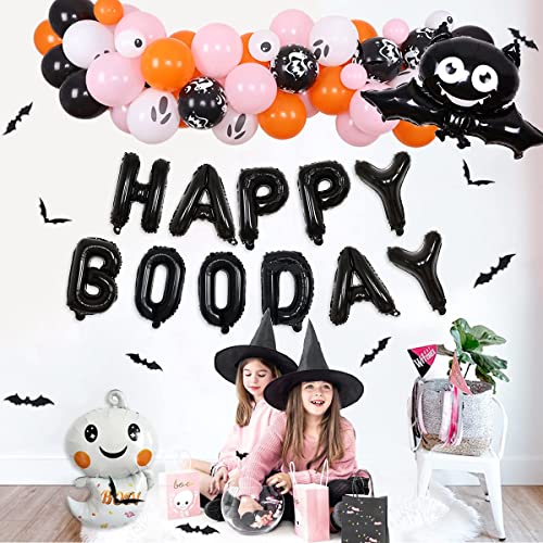 Halloween Balloon Garland Arch Kit Pink Happy Boo Day Banner Ghost Bat Balloon Bat Stickers For Girls Halloween Birthday Baby Shower Bachelorette Decorations Party Supplies #TOP4