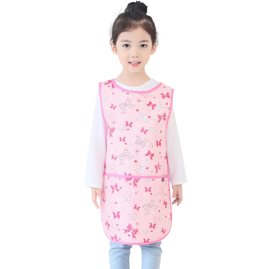 Kids Waterproof Art Tabard | Sleeveless Messy Play Painting Smock for Toddlers | Size S–XL | Kids Artist Apron for School, Daycare, Crafts, Pink Ribbon (39-XL) — image 1