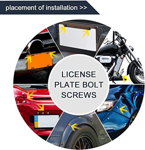 Black Aluminum Alloy Screw 6 Mm Decorative License Plate Bolts For Car Motorcycle Set Of 6 #TOP4