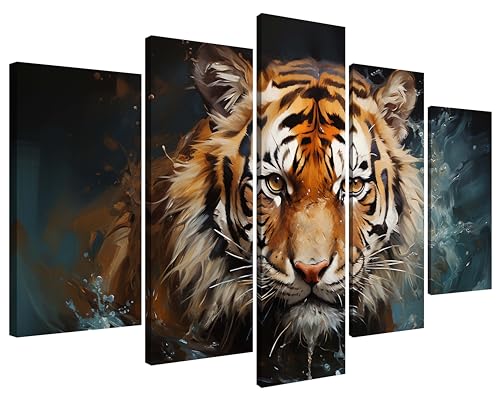 NAN Wind Tiger Wall Art Decor for Living Room Tiger Pictures Print on Canvas Farmhouse Animals Poster Theme Wall Painting for Bedroom Western Wall Decor for Home Office Decorations Ready to Hang