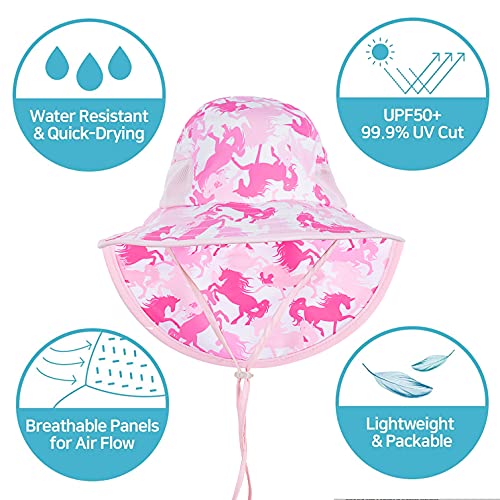 Image of Kids Sun Hat UPF 50+ Boy Girl Protection Hat Wide Brim Beach Hats with Mesh and Adjustable Chin Strap