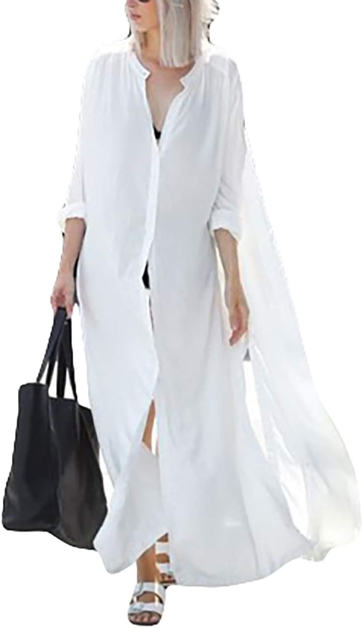 Womens Chiffon/Rayon Beach Blouses Kimono Cardigan Long Bikini Cover Up