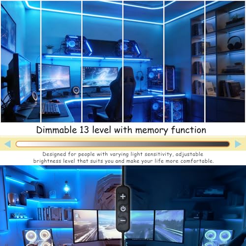 Image of 40 FT Blue Led Lights Strip Indoor Rope Lights Easy DIY Cuttable Strip Lights for Fish Tank Bar Room Bathroom Living Room Kitchen Ceiling Wall Vanity Mirror Decor