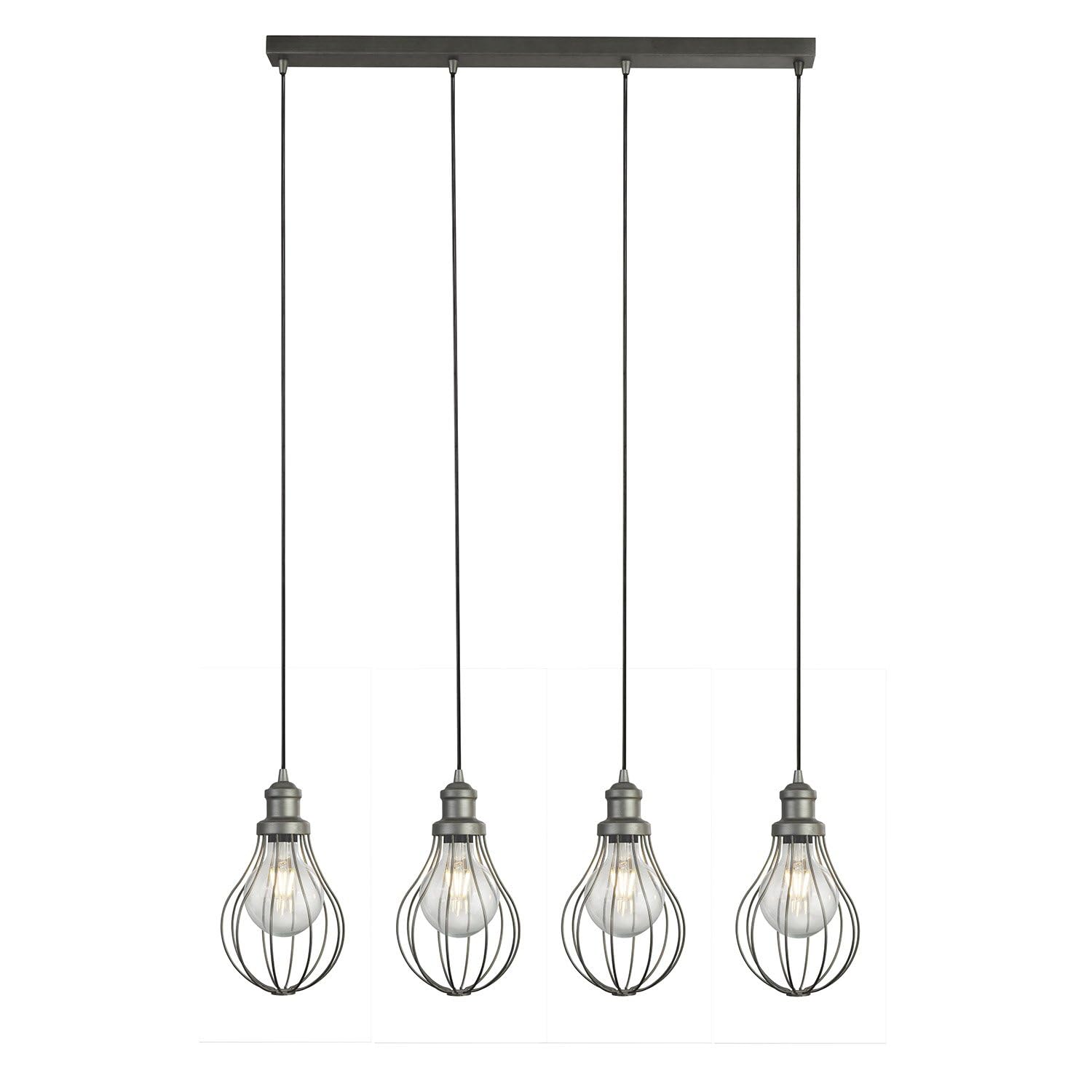 Searchlight 1384-4PW Balloon Cage 4 Linear Pendant Light Pewter