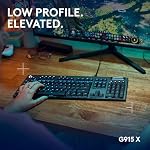 Logitech G915 X Low-Profile Wired Mechanical Gaming Keyboard, Double-Shot PBT Keycaps, Fully Programmable Keys, RGB Lighting, Aluminum Finish, GL Red Linear Switches - PC/Mac (Renewed)