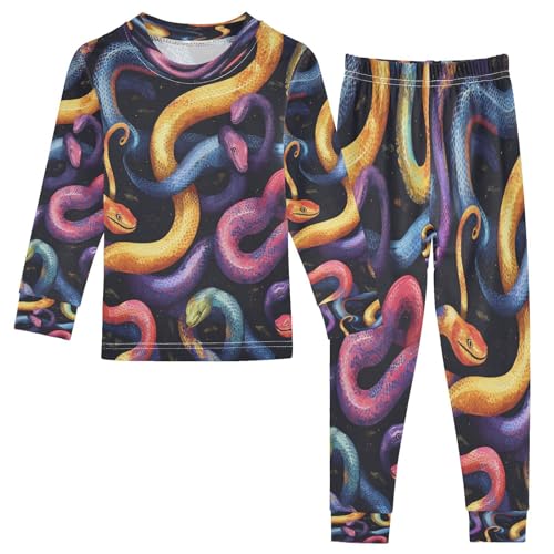 Pajama Sets Long Sleeve Abstract Snakes Watercolor Soft Comfy Sleepwear 2 Piece PJS 3-8T